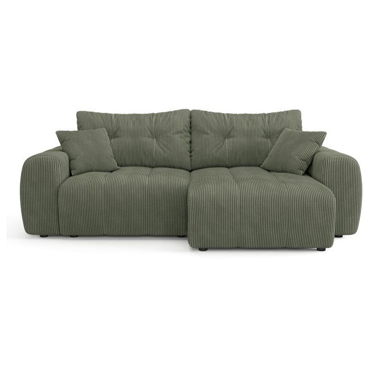 Canapé d'angle convertible - 4 places - BRANDON - Velours côtelé Vert - 242 x 144 x 86 cm Canapé d'angle convertible - 4 places - BRANDON - Velours côtelé Vert - 242 x 144 x 86 cm