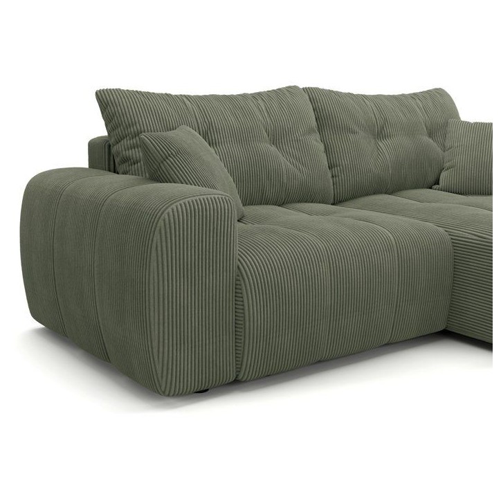 Canapé d'angle convertible - 4 places - BRANDON - Velours côtelé Vert - 242 x 144 x 86 cm Canapé d'angle convertible - 4 places - BRANDON - Velours côtelé Vert - 242 x 144 x 86 cm
