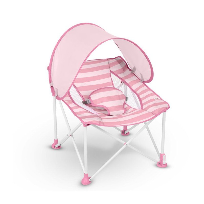 BRIGHT STARS Transat bébé pliable Rose Pop 'N Chill, pare soleil SPF