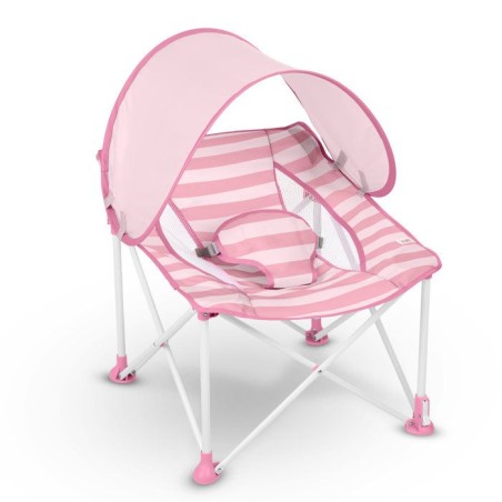 BRIGHT STARS Transat bébé pliable Rose Pop 'N Chill, pare soleil SPF