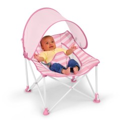 BRIGHT STARS Transat bébé pliable Rose Pop 'N Chill, pare soleil SPF