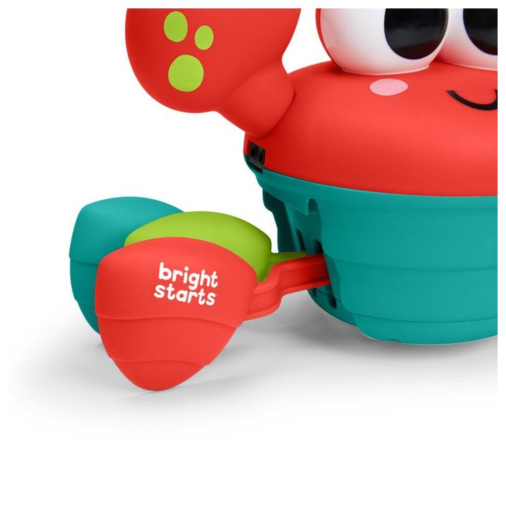 BRIGHT STARTS Crabe qui marche, Jouet bébé 6M+, jouet musical, jouet de motricité globale et fine, capteurs a obstacle, rouge