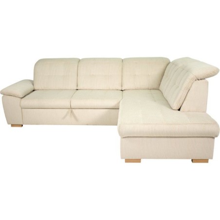 Canapé d'angle convertible - BUNNY - Velours côtelé Beige - Coffre