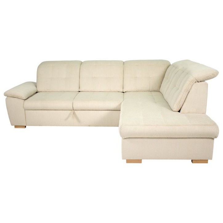 Canapé d'angle convertible - BUNNY - Velours côtelé Beige - Coffre - 261 x 212 x 104 cm Canapé d'angle convertible - BUNNY - Velours côtelé Beige - Coffre - 261 x 212 x 104 cm
