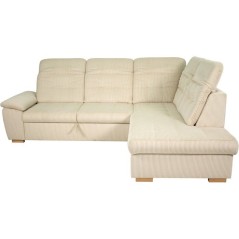 Canapé d'angle convertible - BUNNY - Velours côtelé Beige - Coffre