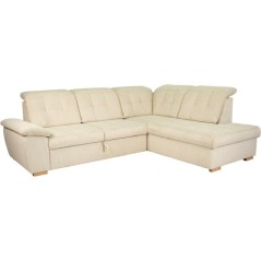 Canapé d'angle convertible - BUNNY - Velours côtelé Beige - Coffre