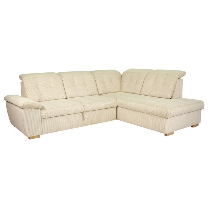 Canapé d'angle convertible - BUNNY - Velours côtelé Beige - Coffre - 261 x 212 x 104 cm Canapé d'angle convertible - BUNNY - Velours côtelé Beige - Coffre - 261 x 212 x 104 cm
