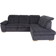 Canapé d'angle convertible - BUNNY - Velours côtelé Anthracite - Co