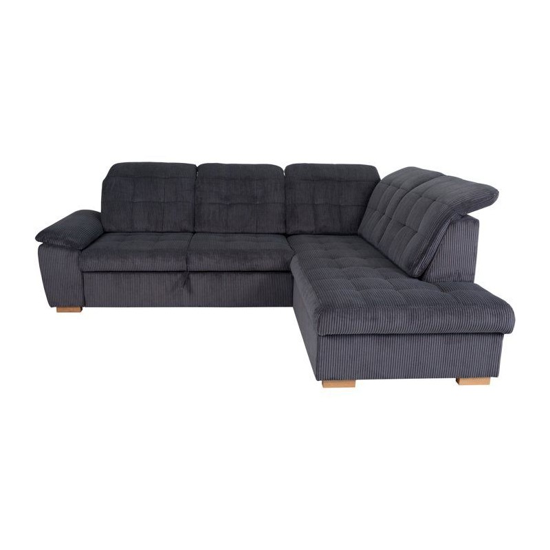 Canapé d'angle convertible - BUNNY - Velours côtelé Anthracite - Co