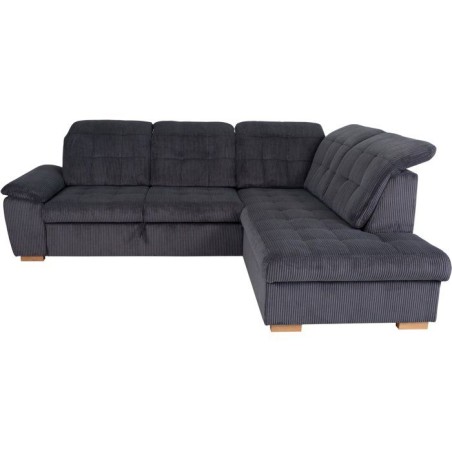 Canapé d'angle convertible - BUNNY - Velours côtelé Anthracite - Co