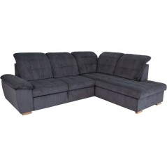 Canapé d'angle convertible - BUNNY - Velours côtelé Anthracite - Co