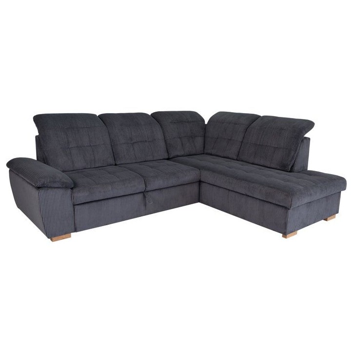 Canapé d'angle convertible - BUNNY - Velours côtelé Anthracite - Coffre - 261 x 212 x 104 cm Canapé d'angle convertible - BUNNY - Velours côtelé Anthracite - Coffre - 261 x 212 x 104 cm