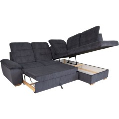 Canapé d'angle convertible - BUNNY - Velours côtelé Anthracite - Co