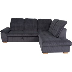 Canapé d'angle convertible - BUNNY - Velours côtelé Anthracite - Co