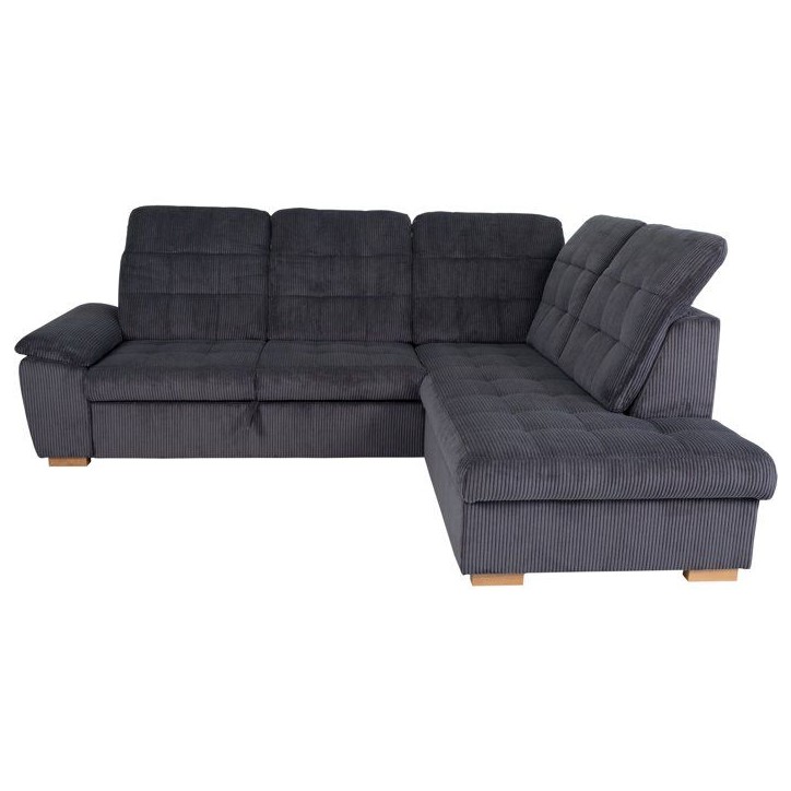 Canapé d'angle convertible - BUNNY - Velours côtelé Anthracite - Coffre - 261 x 212 x 104 cm Canapé d'angle convertible - BUNNY - Velours côtelé Anthracite - Coffre - 261 x 212 x 104 cm