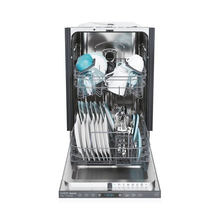 Lave-vaisselle tout encastrable CANDY CI0C7SB0FA - 10 couverts - L45cm - Classe C - slim – Speed Drive – Wifi - Ouverture Au