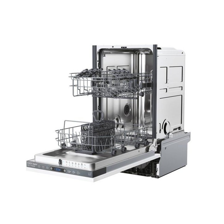 Lave-vaisselle tout encastrable CANDY CI0C7SB0FA - 10 couverts - L45cm - Classe C - slim – Speed Drive – Wifi - Ouverture Au