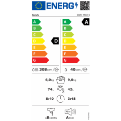 Lave-linge séchant CANDY GWD 4968-S - ProWash&Dry 300 - 9/6 kg - Indu