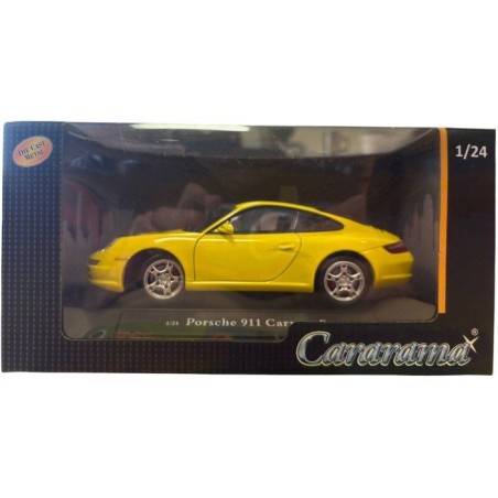 Voiture miniature de collection - CARARAMA - Porsche 911 Carrera S Coupé - Jaune - 1/24