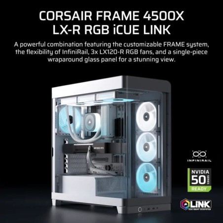 Boitier PC - CORSAIR - FRAME 4500X LX-R RGB Tempered Glass Mid-Tower - 2 radiateurs - Blanc