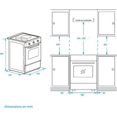 Cuisiniere a induction - CONTINENTAL EDISON - CECI3F50B - 3 feux - 850