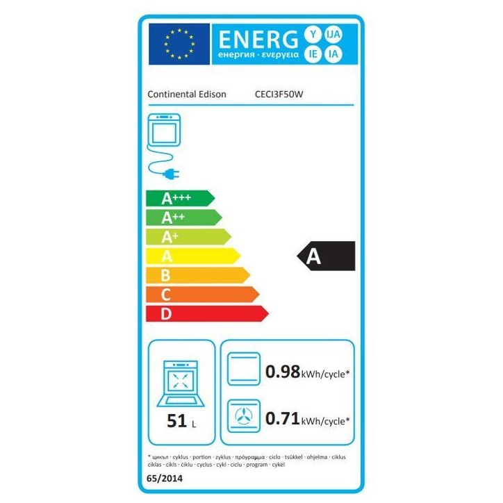 Cuisiniere a induction - CONTINENTAL EDISON - CECI3F50W - 3 feux - 8500 W - Blanc Cuisiniere a induction - CONTINENTAL EDISON - CECI3F50W - 3 feux - 8500 W - Blanc