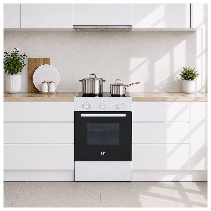 Cuisiniere a induction - CONTINENTAL EDISON - CECI3F50W - 3 feux - 8500 W - Blanc Cuisiniere a induction - CONTINENTAL EDISON - CECI3F50W - 3 feux - 8500 W - Blanc