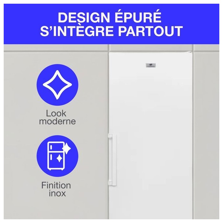 Congélateur armoire 406L -Total No Frost - dégivrage automatique - Classe E - L70 cm x H191 cm x P75,5 cm - Blanc