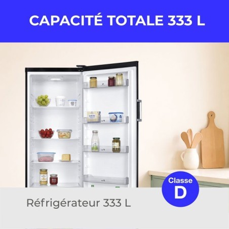 Réfrigérateur - CONTINENTAL EDISON - 1 porte - 333 L - Froid statique - Classe D - L 60 x P 59 x H 172,5 cm - Noir