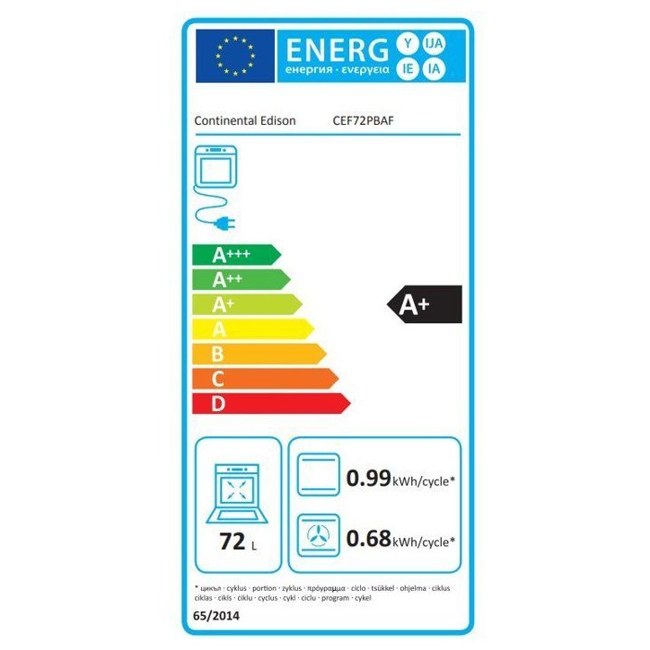 Four encastrable pyrolyse - Chaleur tournante Brassée - CONTINENTAL EDISON - CEF72PBAF - Noir - 59,5 x 57,5 - 59,5 cm Four encastrable pyrolyse - Chaleur tournante Brassée - CONTINENTAL EDISON - CEF72PBAF - Noir - 59,5 x 57,5 - 59,5 cm