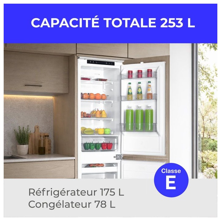Réfrigérateur congélateur bas - CONTINENTAL EDISON - CEFC253NFEE - Encastrable - 253 L - Classe E - 54 x 54 x 177 cm - Blanc Réfrigérateur congélateur bas - CONTINENTAL EDISON - CEFC253NFEE - Encastrable - 253 L - Classe E - 54 x 54 x 177 cm - Blanc