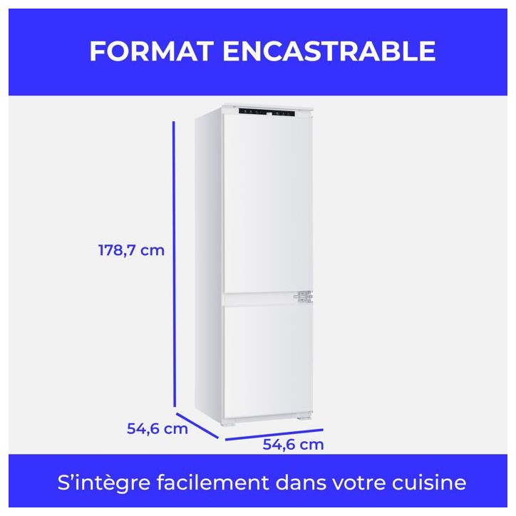 Réfrigérateur congélateur bas - CONTINENTAL EDISON - CEFC253NFEE - Encastrable - 253 L - Classe E - 54 x 54 x 177 cm - Blanc Réfrigérateur congélateur bas - CONTINENTAL EDISON - CEFC253NFEE - Encastrable - 253 L - Classe E - 54 x 54 x 177 cm - Blanc