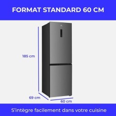 Réfrigérateur congélateur bas - CONTINENTAL EDISON - CEFC323NFIX -