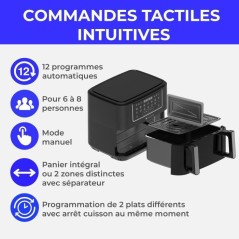 Friteuse a air sans huile - CONTINENTAL EDISON - CEFR2400TB - 2600 W - 10,5 L - Noir