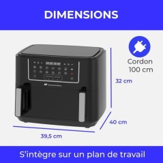 Friteuse a air sans huile - CONTINENTAL EDISON - CEFR2400TB - 2600 W -