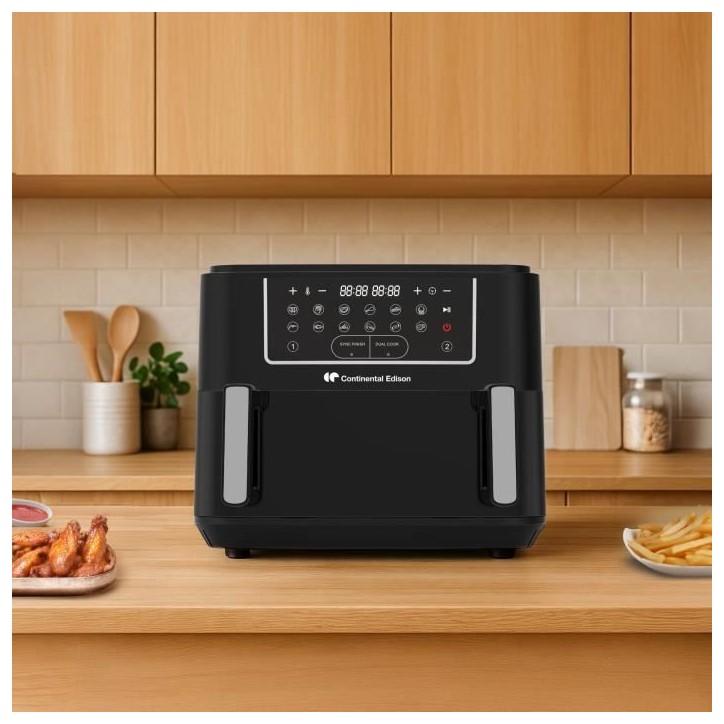 Friteuse a air sans huile - CONTINENTAL EDISON - CEFR2400TB - 2600 W - 10,5 L - Noir Friteuse a air sans huile - CONTINENTAL EDISON - CEFR2400TB - 2600 W - 10,5 L - Noir