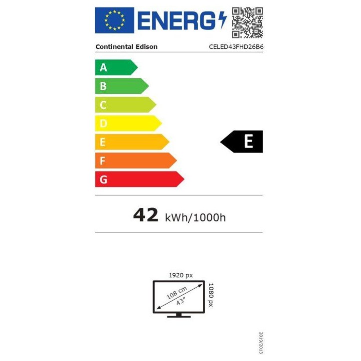 TV LED CONTINENTAL EDISON CELED43FHD26B6 43'' (109 cm) – FHD – Dalle LED – 3 HDMI – 2 USB – Noir TV LED CONTINENTAL EDISON CELED43FHD26B6 43'' (109 cm) – FHD – Dalle LED – 3 HDMI – 2 USB – Noir