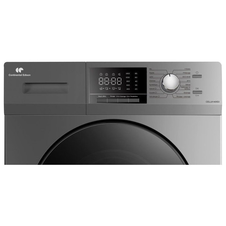 Lave-linge hublot CONTINENTAL EDISON CELL8140IS3 - 8 kg - Induction - L60 cm - Classe A - 1400 trs - Silver Lave-linge hublot CONTINENTAL EDISON CELL8140IS3 - 8 kg - Induction - L60 cm - Classe A - 1400 trs - Silver