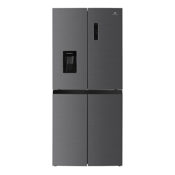 Réfrigérateur 4 portes avec distributeur d'eau - 464L - Total No Frost - L79 cm x H 180 cm - Inox - Classe D Réfrigérateur 4 portes avec distributeur d'eau - 464L - Total No Frost - L79 cm x H 180 cm - Inox - Classe D