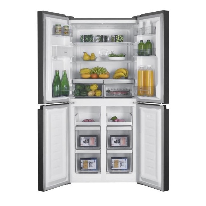 Réfrigérateur 4 portes avec distributeur d'eau - 464L - Total No Frost - L79 cm x H 180 cm - Inox - Classe D Réfrigérateur 4 portes avec distributeur d'eau - 464L - Total No Frost - L79 cm x H 180 cm - Inox - Classe D