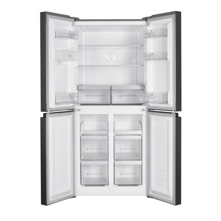 Réfrigérateur 4 portes avec distributeur d'eau - 464L - Total No Frost - L79 cm x H 180 cm - Inox - Classe D Réfrigérateur 4 portes avec distributeur d'eau - 464L - Total No Frost - L79 cm x H 180 cm - Inox - Classe D