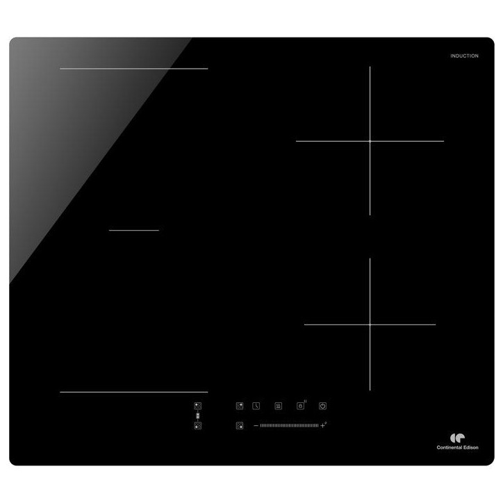 Table de cuisson a induction - CONTINENTAL EDISON - 4 foyers dont 1 zone flex - L59 x P52 cm - CETI4ZFLEXB2 Table de cuisson a induction - CONTINENTAL EDISON - 4 foyers dont 1 zone flex - L59 x P52 cm - CETI4ZFLEXB2
