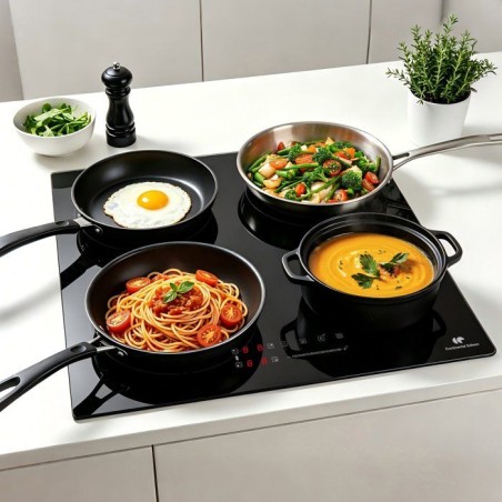 Table de cuisson a induction - CONTINENTAL EDISON - 4 foyers dont 1 zone flex - L59 x P52 cm - CETI4ZFLEXB2