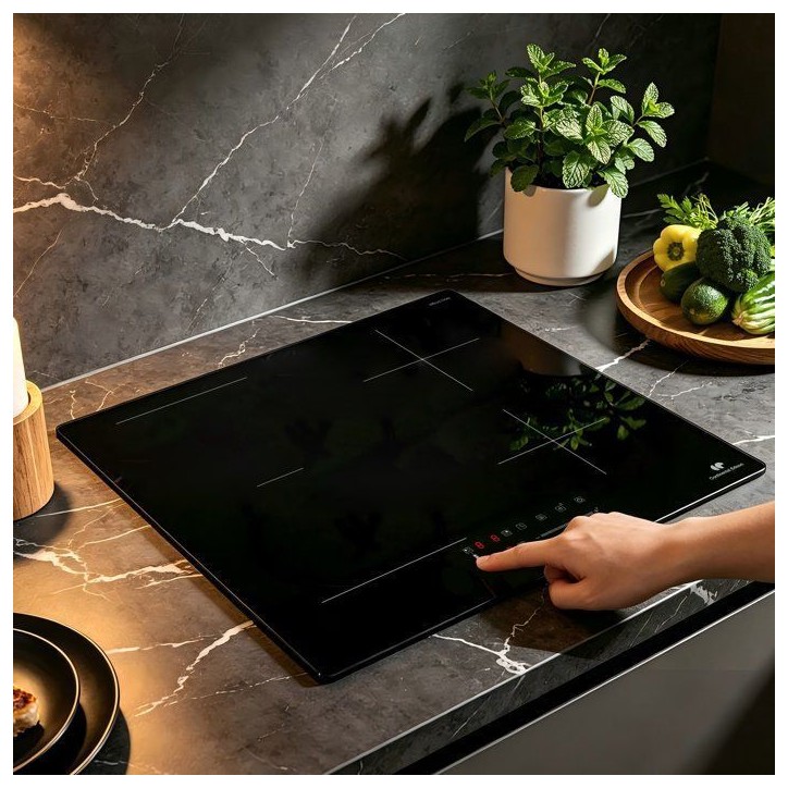 Table de cuisson a induction - CONTINENTAL EDISON - 4 foyers dont 1 zone flex - L59 x P52 cm - CETI4ZFLEXB2 Table de cuisson a induction - CONTINENTAL EDISON - 4 foyers dont 1 zone flex - L59 x P52 cm - CETI4ZFLEXB2