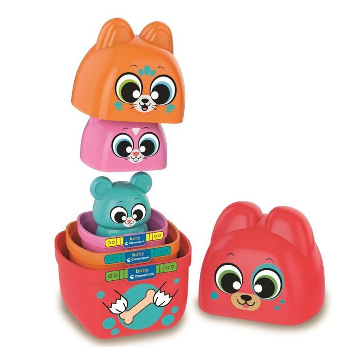 Boîtes gigognes - Clementoni - 4 boîtes gigones en forme d'animaux - Chien, Chat, Lapin et Souris - Des 18 mois