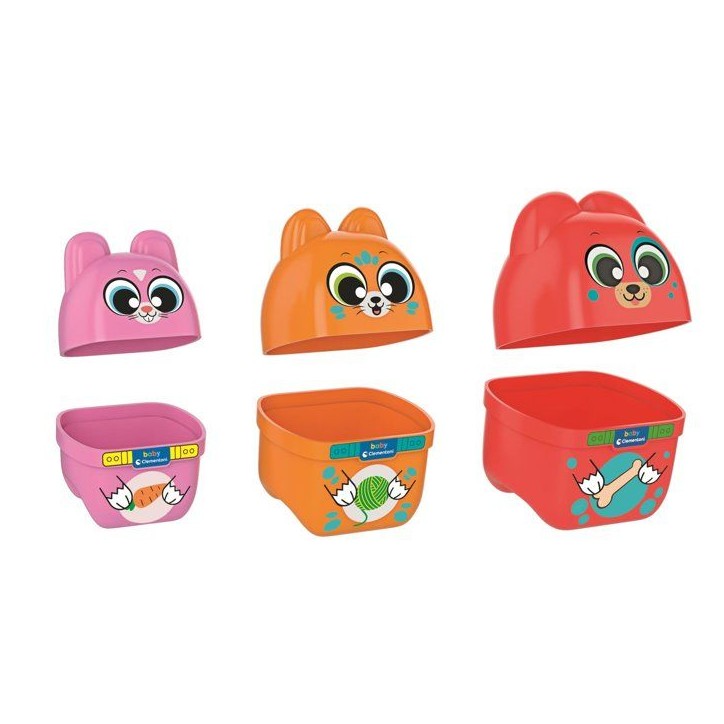 Boîtes gigognes - Clementoni - 4 boîtes gigones en forme d'animaux - Chien, Chat, Lapin et Souris - Des 18 mois