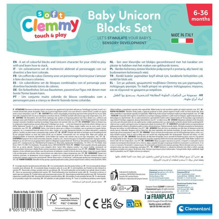 CLEMENTONI - Boîte Arc-en-ciel 10 cubes Clemmy et Licorne CLEMENTONI - Boîte Arc-en-ciel 10 cubes Clemmy et Licorne