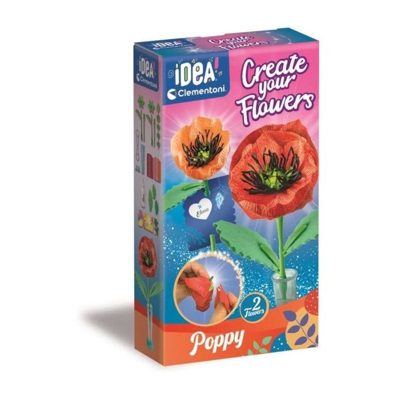 Crée tes fleurs - Coquelicot - Clementoni - Coffret de 2 fleurs a ass
