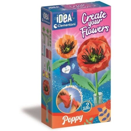 Crée tes fleurs - Coquelicot - Clementoni - Coffret de 2 fleurs a ass
