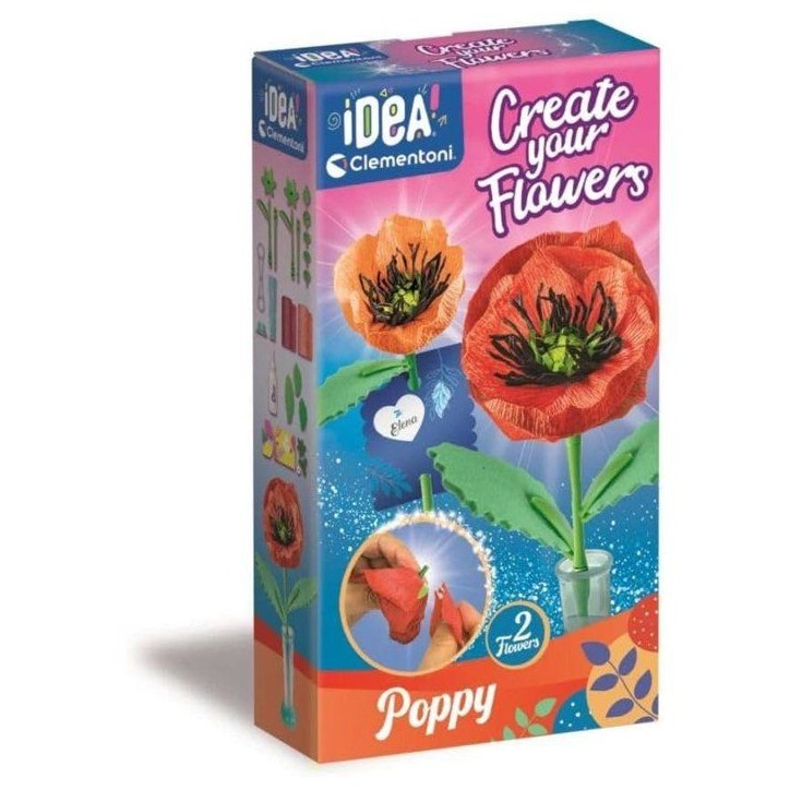 Crée tes fleurs - Coquelicot - Clementoni - Coffret de 2 fleurs a assembler et personnaliser - a partir de 8 ans Crée tes fleurs - Coquelicot - Clementoni - Coffret de 2 fleurs a assembler et personnaliser - a partir de 8 ans